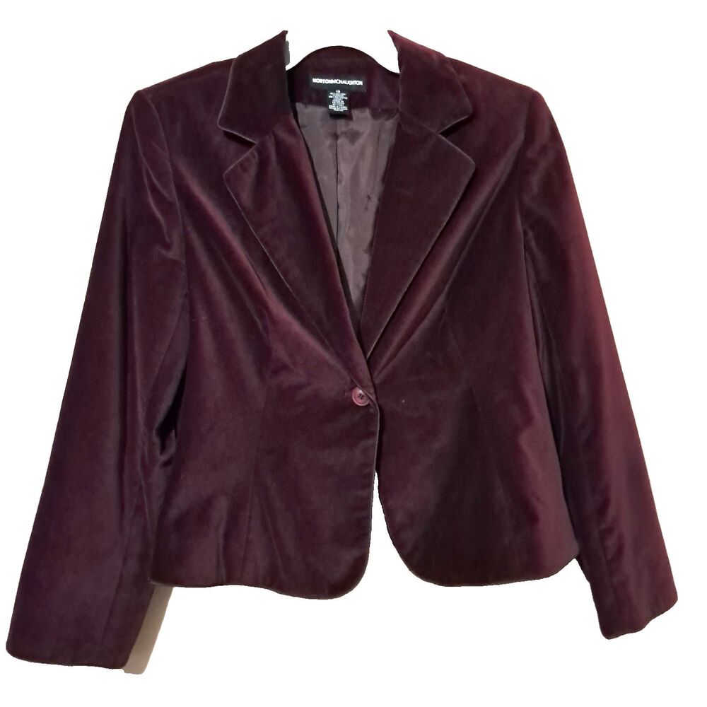 Vintage Norton McNaughton Purple Velvet Blazer Jacket Size 12 Whimsigoth Boho